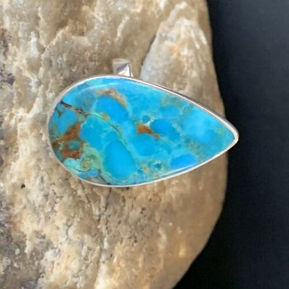 Navajo Blue Kingman Turquoise Ring | Sterling Silver | Sz 8 | Authentic Native American Handmade | 12788