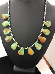 Navajo Pearls Royston Turquoise Necklace | Sterling Silver | Teardrop | Native American | S427