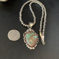 Men's Navajo Green Royston Turquoise Pendant Necklace | Sterling Silver | Authentic Native American Handmade | 13662