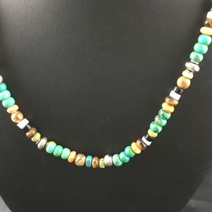 Navajo Orange Spiny Oyster Multi-Color Necklace | 18" | Authentic Native American Handmade | 10154