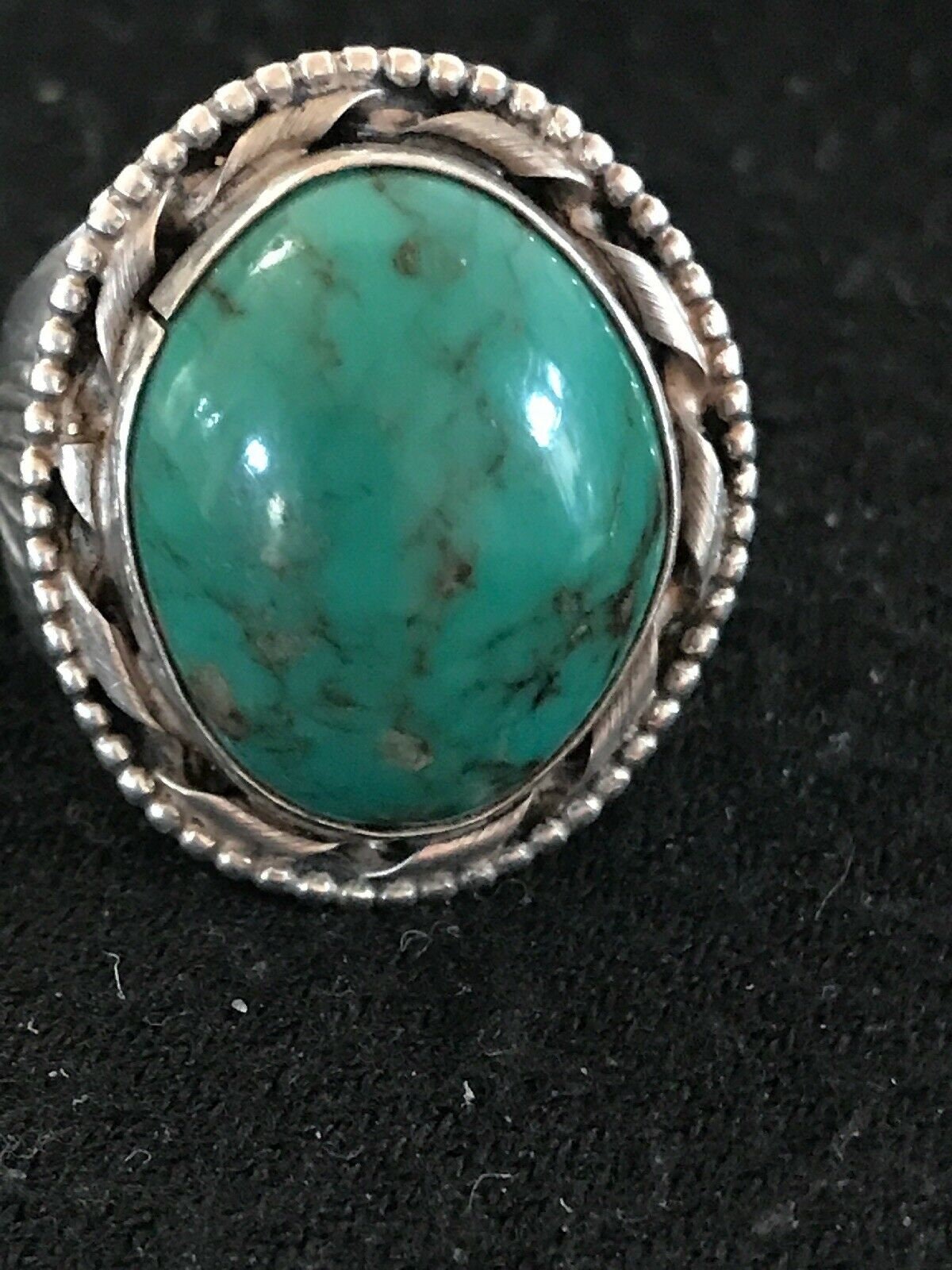 Vintage Navajo Sterling Silver Turquoise Ring | Sz 10.5 | Old Pawn | Blue | Native American Southwestern | 8641