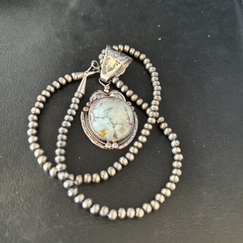 Navajo Blue Golden Hills Pendant Necklace | Sterling Silver | Authentic Native American Handmade | 14601