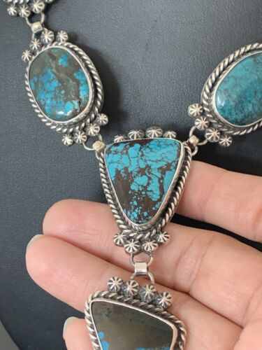 Southwestern Lariat Necklace | Arizona Turquoise | Navajo Sterling Silver | 00699 - Masha USA