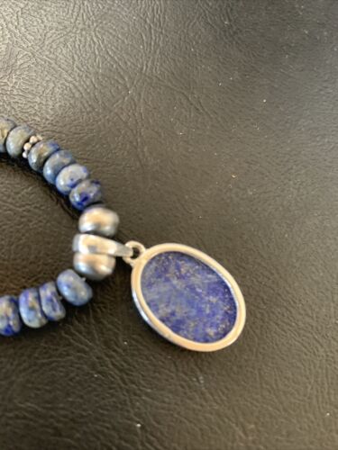 Native American Navajo Blue Lapis Pendant Necklace | Sterling Silver | Authentic Handmade | 12251