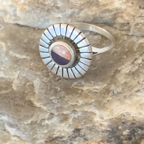 Navajo Purple Sugilite Pink Coral Inlay Ring | Sz 5.5 | Authentic Native American Handmade | 11173