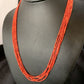 Natural Red Coral Rice Heishi Beads Necklace | 5 Strand | Sterling Silver | 20" | 12927