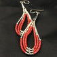 Liquid Silver Heishi Dangle Earrings | Apple Sponge Coral | Sterling Silver | 2.25" | 1981