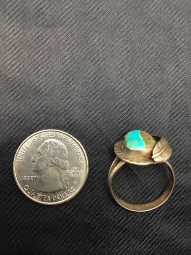 Navajo Blue Turquoise Ring | Sterling Silver | Sz 7.5 | Authentic Native American Handmade | 4457
