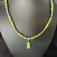 Navajo Green Turquoise Necklace Pendant | Sterling Silver | 22" | Authentic Native American Handmade | 14605