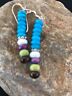 Navajo Sterling Silver Turquoise Sugilite Earrings | Blue Green | Native American