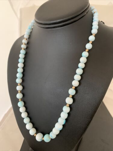 Native Women Graduated Gold-filled Beads Blue Opal Necklace02046 Sale