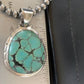 Navajo Blue Spiderweb Turquoise Pendant | Sterling Silver | Authentic Native American Handmade | 10673