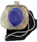 Men's Lapis Lazuli Pendant | Navajo Pearls Sterling Silver Necklace | Authentic Native American Handmade | 1282