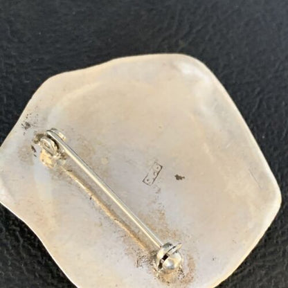 Southwestern Navajo Handmade Pin | Sterling Silver | Orange Spiny Oyster | Authentic Native American | 13716