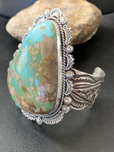 Native American Men's Royston Turquoise Cuff Bracelet | Navajo Sterling Silver | 1415