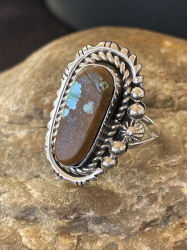 Native American Navajo Sterling Silver #8 Turquoise Ring | Sz 10.5 | 1133