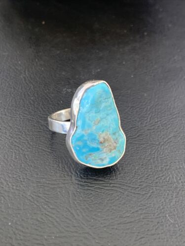 Navajo Blue Kingman Turquoise Ring | Sterling Silver | Sz 7.5 | Authentic Native American Handmade | 11615