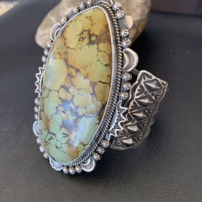 Navajo Green Turquoise Cuff Bracelet | Sterling Silver | 4" | Authentic Native American Handmade | 1630