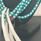 Men's Pueblo Santo Domingo 5-Strand Turquoise Coral Necklace | Sterling Silver | Native American Handmade | 8450