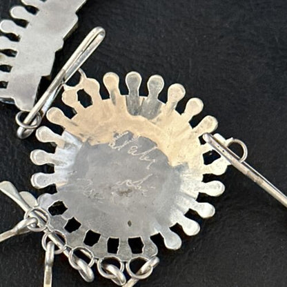 Zuni Kingman Turquoise Needle Point Necklace Pendant Set | Sterling Silver | Authentic Native American Handmade | 14535