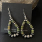 Navajo Green Turquoise Earrings | Sterling Silver | Native American Pearls Bead | 2" | 12889