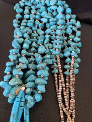 Southwestern Santo Domingo Jacla Shell Spiny Turquoise Jacla Necklace | 34" | Authentic Native American Handmade | 11994