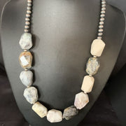 Navajo White Opal Bead Necklace | Sterling Silver | 20mm | 21" | Authentic Native American Handmade | 13983