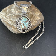 Navajo Blue Golden Hills Pendant Necklace | Sterling Silver | Authentic Native American Handmade | 14351