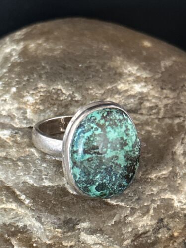 Native American Old Pawn Blue Turquoise Ring | Sterling Silver | Sz 8.5 | 14268