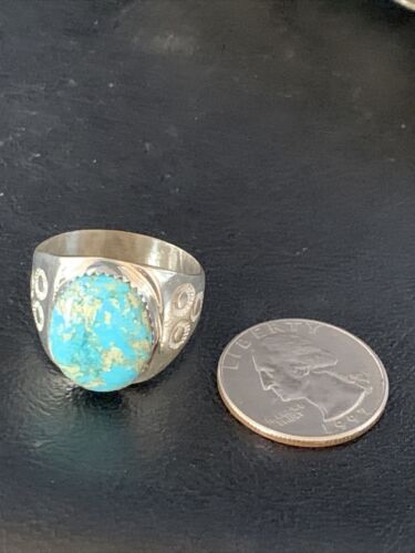 Southwestern Navajo Blue Kingman Turquoise Ring | Sterling Silver | Sz 12 | 14157