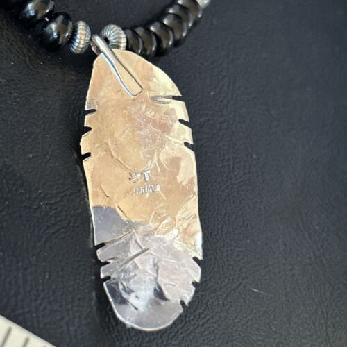 Native American Men's Navajo Pearls Necklace | Sterling Silver Black Onyx Pendant | 14627