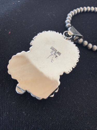 Native American Men's Navajo Pearls Necklace Pendant | Sterling Silver Blue Lapis | 1539