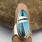 Native American Women's Navajo Opal Turquoise Inlay Ring | Sterling Silver | Sz 6 | 01601