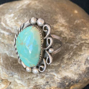 Men's Navajo Green Royston Turquoise Ring | Sterling Silver | Sz 12.5 | Authentic Native American Handmade | 13858