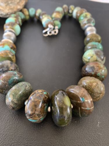 Navajo Pearl Jewelry | Graduated Sterling Silver Turquoise Necklace | Authentic Native American Handmade | 20" | 01753 - Masha USA