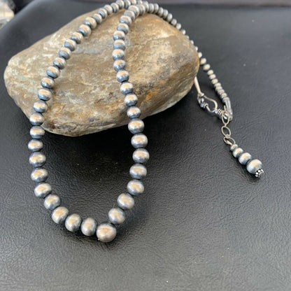 Authentic Native American Navajo Pearls Graduated Necklace | Single Strand | Sterling Silver | 18" | 10884