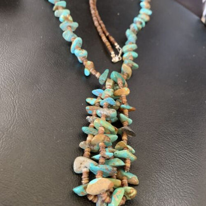 Santo Domingo | Shell Turquoise Bead Pendant Necklace | 26" | Authentic Native American Handmade | 12530
