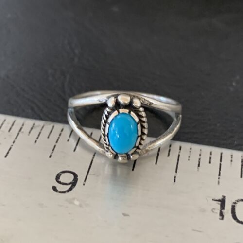 Southwestern Old Pawn Navajo Blue Turquoise Ring | Sterling Silver | Sz 5.5 | 10773