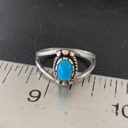 Southwestern Old Pawn Navajo Blue Turquoise Ring | Sterling Silver | Sz 5.5 | 10773