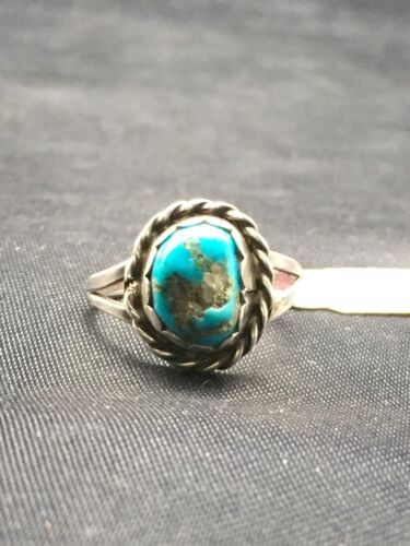 Native American Kingman Turquoise Navajo Ring | Sterling Silver | Sz 4.5 | 4450