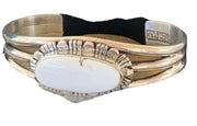Navajo White Buffalo Turquoise Cuff Bracelet | Sterling Silver | Authentic Native American Handmade | 1422