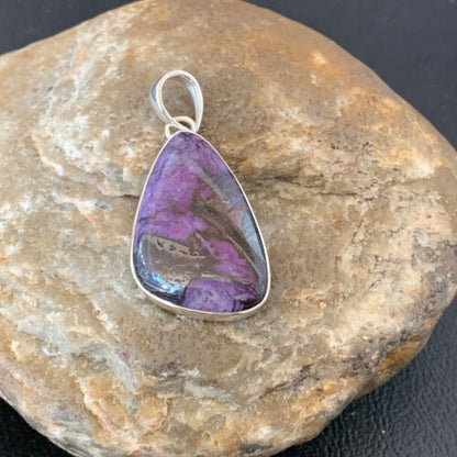 Navajo Pearls Purple Sugilite Pendant | Sterling Silver | 1.50" | Authentic Native American Handmade | 10927