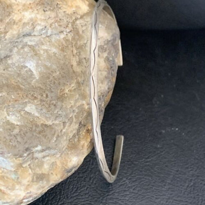 Navajo Stamped Cuff Bracelet | Sterling Silver | Authentic Native American Handmade | 1605