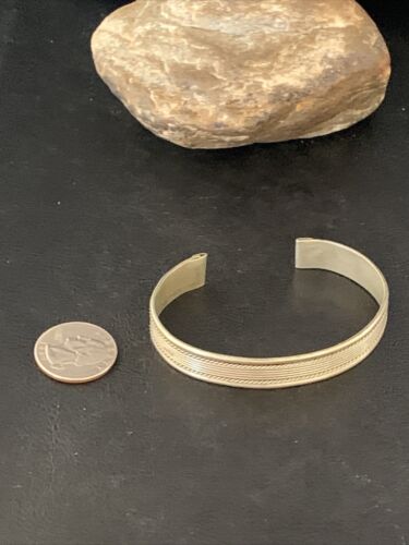 Navajo Sterling Silver Stamped Cuff Bracelet | Authentic Native American Handmade | 13675 - Masha USA
