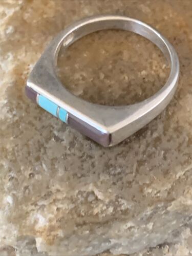 Navajo Blue Turquoise Purple Sugilite Inlay Ring | Sz 5.5 | Authentic Native American Handmade | 11147