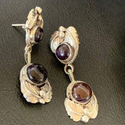 Native American Navajo Purple Sugilite Dangle Earrings | Sterling Silver | Handmade | 1592
