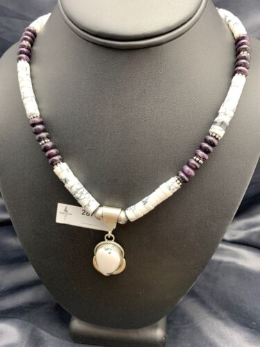 Navajo Purple Sugilite Howlite Bead Necklace | Sterling Silver | 22" | Authentic Native American Handmade | 2870