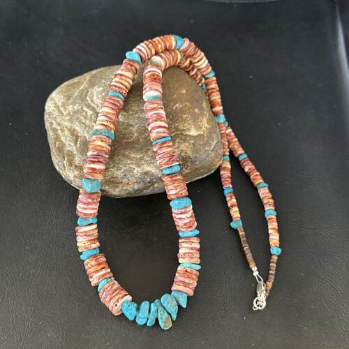 Purple Spiny Oyster Turquoise Necklace | Navajo Sterling Silver | 26" | Authentic Native American Jewelry | 14625 - Masha USA