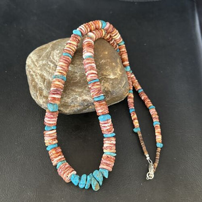 Purple Spiny Oyster Turquoise Necklace | Navajo Sterling Silver | 26" | Authentic Native American Jewelry | 14625 - Masha USA