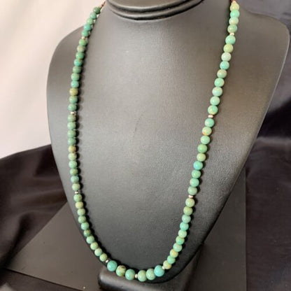 Navajo Royston Green Turquoise Shell Heishi Necklace | Sterling Silver | 23" | Authentic Native American Handmade | 10918